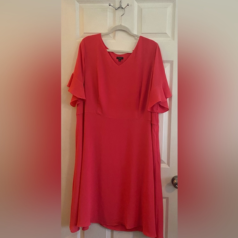 Talbots Pretty Coral Chiffon Lined Dress
